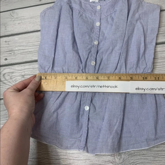 Kirra Peplum Tank Top Size XS Button down White & Blue stripe Nautical Boho - Picture 8 of 14